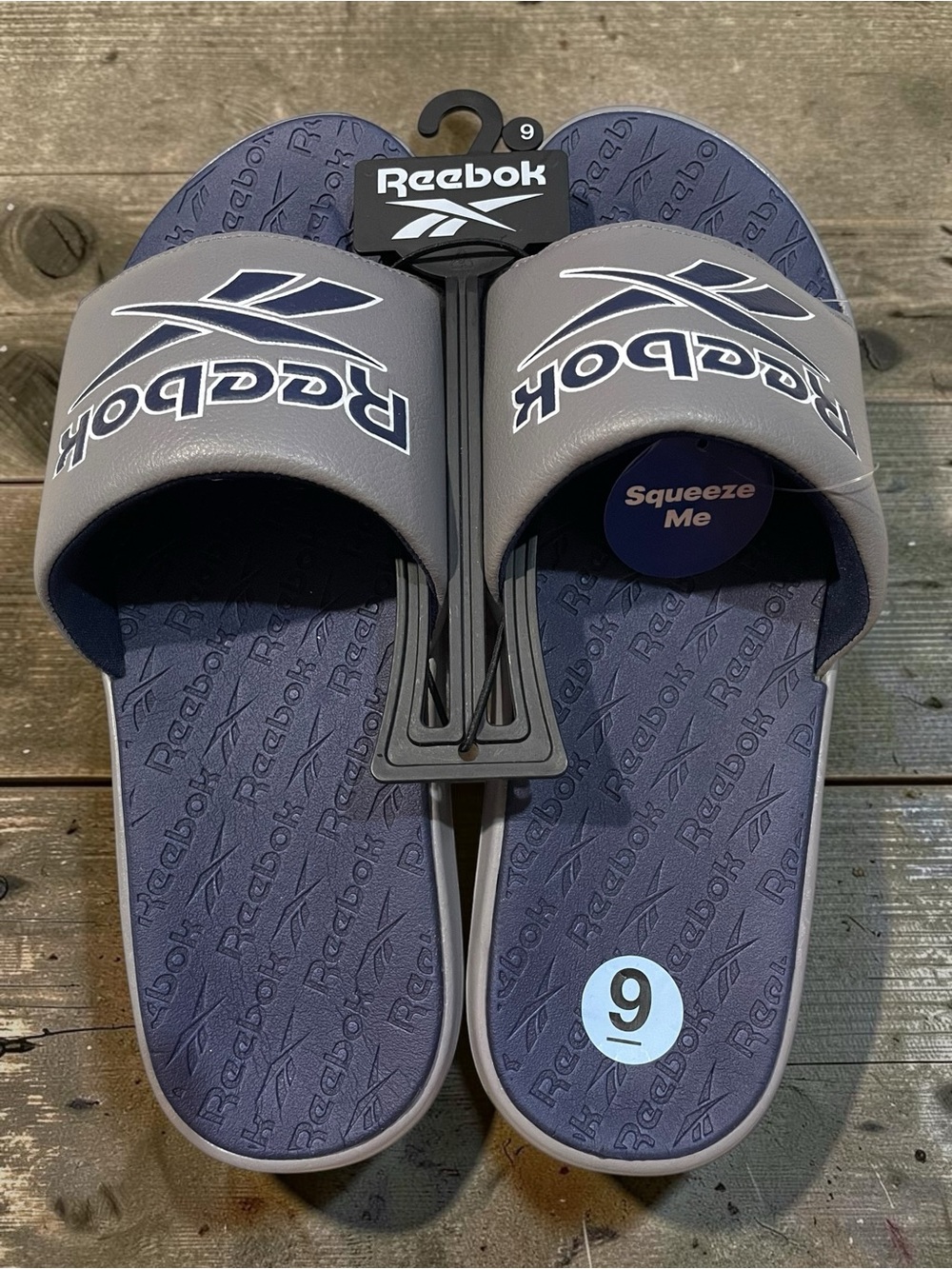 Reebok Men's Gray and Navy Slide Sandals Size 9 NWT